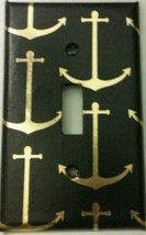 Gold &amp; black Anchor Light Switch Cover decor bathroom lighting sailor boating - £8.29 GBP