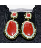 VINTAGE 1980’s LIZ CLAIBORNE EXTRA LARGE FREE-FORM DROP PENDANT CLIP-ON ... - $38.61