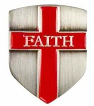 Shield of Faith Lapel Pin with Cross Set of 2, Antique Silver, Christian - £6.24 GBP