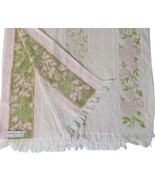Cannon Bath Towel Pink Roses Green sculpted Fringe - $20.90
