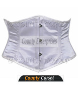 Cincher Shaper Mini Waspie Full Steel Boned Waistbust Sexy White Satin C... - $42.98