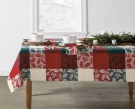 Bee &amp; Willow Holly Jacquard 60”x144”Christmas Holiday Oval/Oblong Tablecloth-NEW - £33.43 GBP