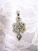 Thick Celtic Infinity Scroll Knot &amp; 3 Leaf Irish Clover Pewter Pendant Necklace - £8.05 GBP