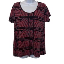 Lularoe Women&#39;s Medium Pink Black Abstract Burnout Print Tee Top Shirt B... - £6.11 GBP