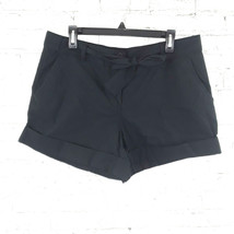 New York and Company Womens Dress Shorts 12 Black Belted Bow Cuffed Inseam 4.5in - £15.92 GBP