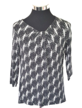 Amber Sun Collection Blouse Juniors Size Medium Casual Pullover Black &amp; White - £11.07 GBP