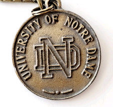 C1960-70s University Of Notre Dame Keychain Fob Medallion Metal Vintage ... - $29.99