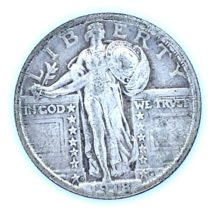 1918-D 25C Standing Liberty Quarter in Very Fine VF Condition, Nice Detail - €97,92 EUR