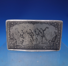 Silver Tobacco / Snuff Box Chased Engraved w/ Niello Dancing Scene (#7210) - £307.83 GBP