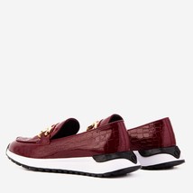 The Milan Burgundy Croc-Embossed Patent Leather Women Sneaker image 8
