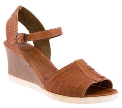 Womens Authentic Leather Mexican Sandals Huarache Light Brown Wedge #1020 - $39.95