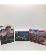 3 Puzzles 500 &amp; 1000 pcs.  2 Milton Bradley -Maine &amp; Belgium, 1 RoseArt ... - £19.22 GBP
