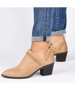 JOURNEE COLLECTION Sophie Braided Strap Bootie, Block Heel, Tan, Size 7,... - $82.04 CAD