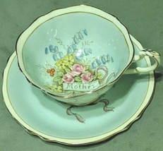 Paragon Double Warrant &quot;Mother&quot; Pink Ribbon Light Blue Tea Cup &amp; Saucer set - $108.32