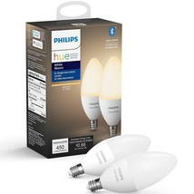 Philips Hue White E12 Candle Smart Bluetooth LED Light Bulbs 2-Pack - £54.47 GBP