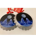 Set 2 Coca Cola Polar Bears Moon Bottle Cap Christmas ornaments 3” decoration - $9.81