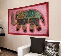 Tapiz vintage elefante patchwork pared colgante hippie hecho a mano bordado - £17.79 GBP
