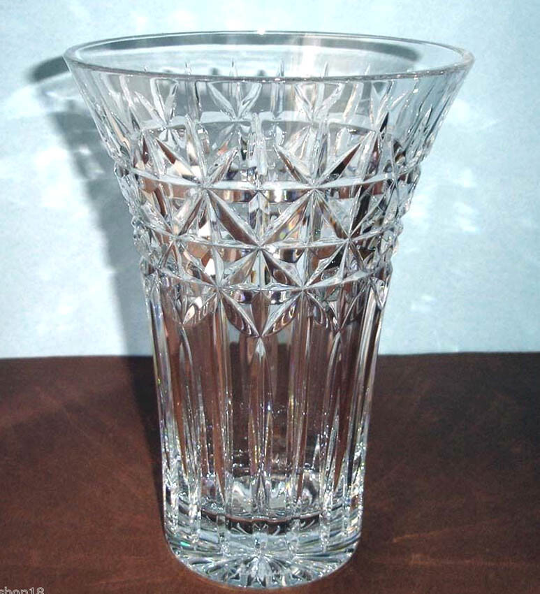 Waterford Irish Stars 10&quot; Crystal Flared Vase Ireland Artisan Signed 159... - $380.06