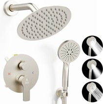 Shower Faucet Set Brass Rough-In Valve Body Trim Kit, 8‘’, Brushed Nickel - £150.46 GBP