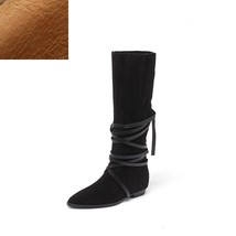 Cow Suede Daily Botas Bohemia Spring AutumnCowboy Boots INS Hot Daily ShoesWeste - £112.98 GBP