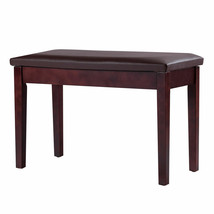 PU Simple Piano Bench Soft Padded Double Duet Seat Wood w/Storage Spaces Brown - £76.23 GBP