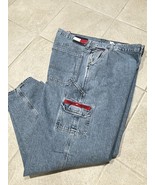 VTG Y2K Tommy Hilfiger Baggy 90&#39;s Jeans Mens 40x32 Skater Cargo Flag Car... - $49.39