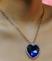 The Heart Of The Ocean - Sapphire blue heart And Cubic Zirconia Chain - £13.15 GBP