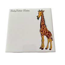 Vintage Hanner White Babysitter Notes Tile Trivet Giraffe 6x6 White Board 1998 - £9.95 GBP