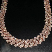 24.Ct Real Moissanite 16mm x 24 Miami Cuban Link Chain 14K Rose Gold Plated - £1,143.50 GBP