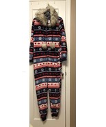 SECRET TREASURES  Women&#39;s One Piece Hooded Pajamas faux fur SMALL WINTER - £22.80 GBP