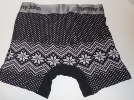 Tommy John Mens Small Second Skin 4&#39;&#39; Boxer Briefs Black White Underwear Holiday - £23.49 GBP