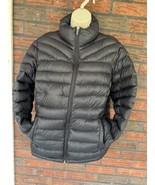 90% Down Feather Puffer Coat Large Black Jacket Full Zip Pockets Free Co... - £33.47 GBP