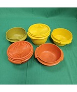 Vtg Tupperware Servalier Storage Bowls Yellow Orange Green  886-5 Lot  1... - €16,88 EUR