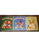 Lot of 3 Samuel Gabriel Sons linenette children&#39;s books: Duckies Piggies... - £24.80 GBP