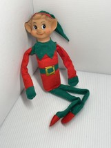 Vintage rubber face elf pixie Christmas red green wired arms &amp; legs tall - £14.93 GBP