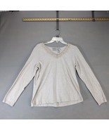 Chico&#39;s Crochet Lace Trim V-Neck Beige Top Size 2= Women&#39;s L/12 Casual Chic - $404.25 MXN