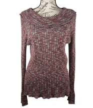 JH Collectibles Maroon Gray Casual Classy Cowl Neck Long Sleeve Sweater Size L - £17.92 GBP