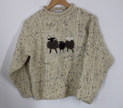 Avoca Mills Kids&#39; 11/13 Yrs Irish Wool Aran Cable Knit Sheep Sweater - £24.22 GBP