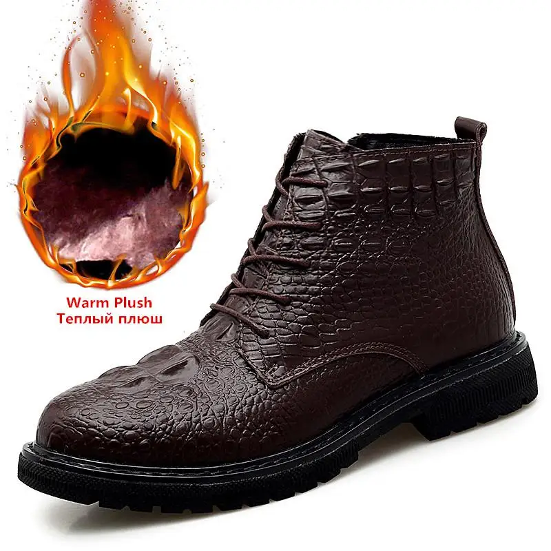 2024  Autumn   Men Boots Business Leather Ankle Boots High Quality Warm Plush Sn - £197.01 GBP