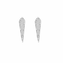 925 Sterling Silver Cubic Zirconia Stud Spike Long Drop Earrings For Women Girls - £46.51 GBP