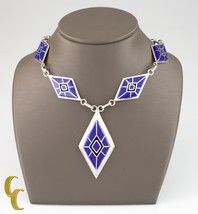 925 Sterling Silver &amp; Lapis Diamond Shaped Navajo Necklace - $1,485.05