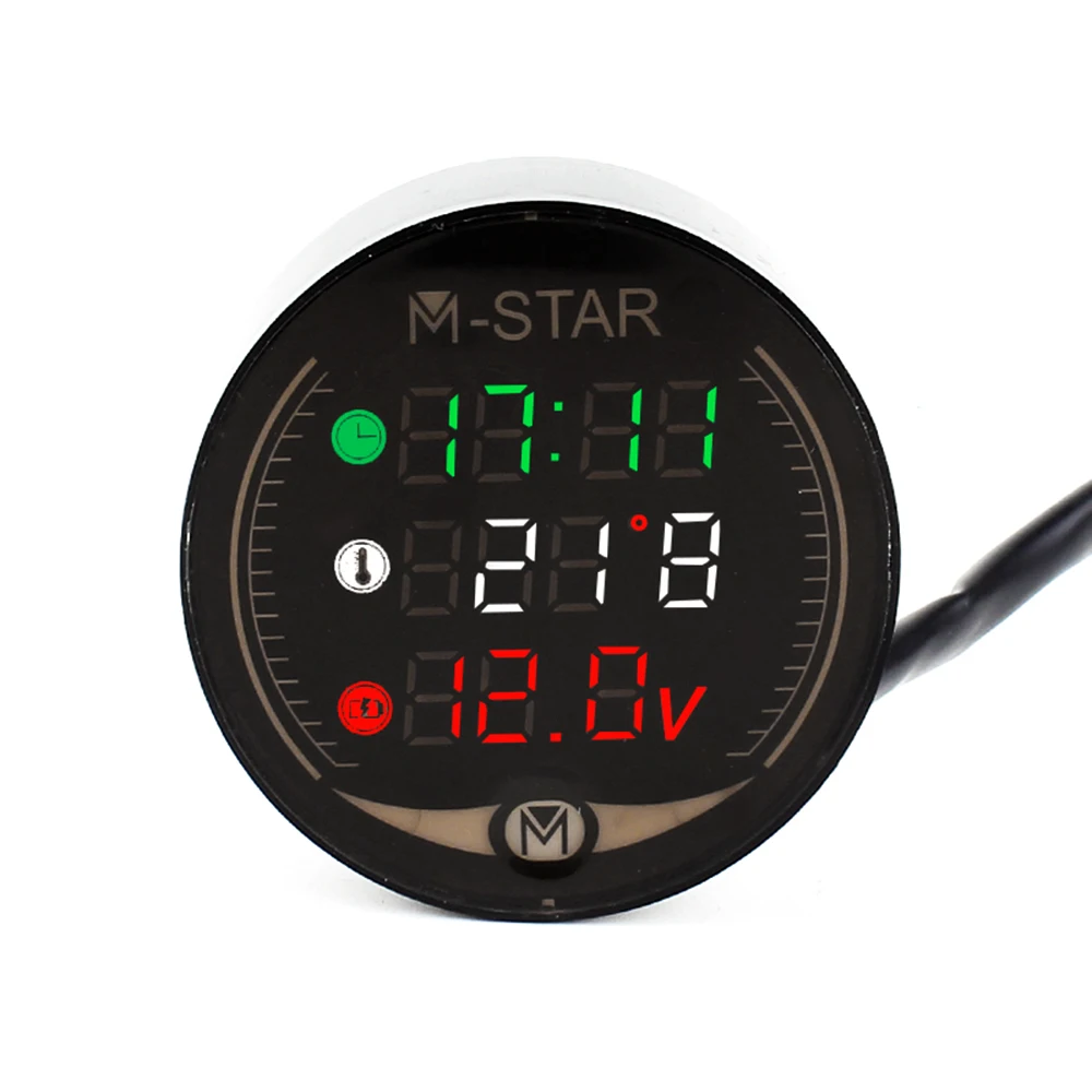 4 In 1 Motorcycle ATV Voltmeter+Electronic Clock+Thermometer+Stopwatch Digital - £17.87 GBP