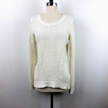 Rue 21 White Long Sleeve Loose Knit Pullover Sweater Top Scoop Neck Med ... - $12.86