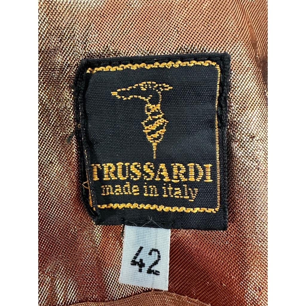 Vintage Trussardi Italy Metallic Copper Peplum Jacket 80s Power Style Sz 42 Item image 7