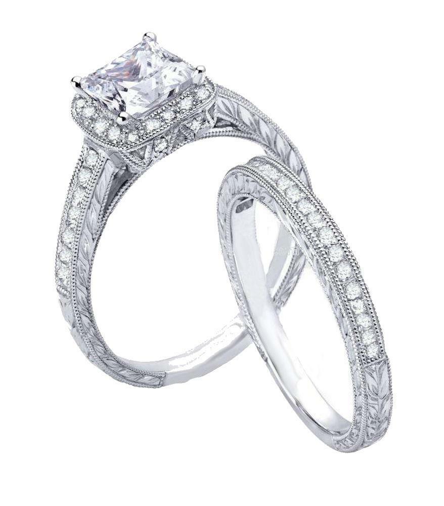 2ct Vintage Style Simulated Diamond Engagement Ring Set - $39.99