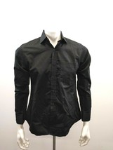 James Fashion Men&#39;s Button Up Dress Shirt Size Small Black Long Sleeve Cotton  - £8.69 GBP