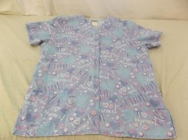 Simply Basic Light Blue Snap Close Scrub Jacket/ Coat 6696 - $12.38