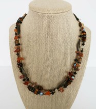 Chico&#39;s two strand natural polished natural stone necklace earth tones - £31.89 GBP