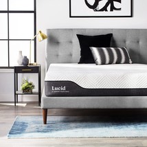 Lucid 12 Inch Hybrid Mattress - Bamboo Charcoal And Aloe Vera, Odor Reducing. - £354.89 GBP