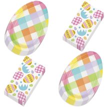 HOME &amp; HOOPLA Watercolor Easter Eggs Large Oval Paper Dinner Plates, Luncheon Na - £11.99 GBP+